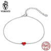 2020 Trendy Silver Bracelet Elegant Real 925 Sterling Silver Bracelets Woman Red Enamel Heart Party Fine Jewelry VSB016
