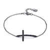 925 Sterling Silver Black Stone Cross Faith Chain Link Bracelet Women Unique 2020 New Year Gift S925 Fine Jewelry B012