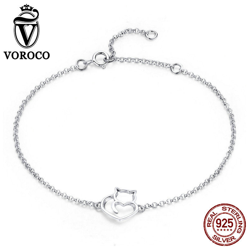925 Sterling Silver Hot Sell Cute Cat Pet Kitty Adjustable Chain Bracelet For Women Party Engagement Fine Jewelry BKB102