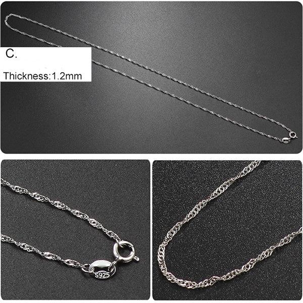 925 Sterling Silver Necklace for Women DIY Long Necklaces Pendants Chain Silver 925 Jewelry Minimalist S925 Fine Jewelry