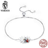 925 Sterling Silver ladybug Flower Chain Bracelets for Women Silver Chain Link Charm Bracelet Fine Jewelry Gifts BKB101