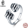Authentic 925 Sterling Silver Ring Jewelry For Women Fists Courage Adjustable Open Cuff Rings Female Vantage Gift