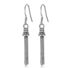 Delicate Tassel Fringe 925 Sterling Silver Fine Jewelry Retro Style Drop Earrings for Women