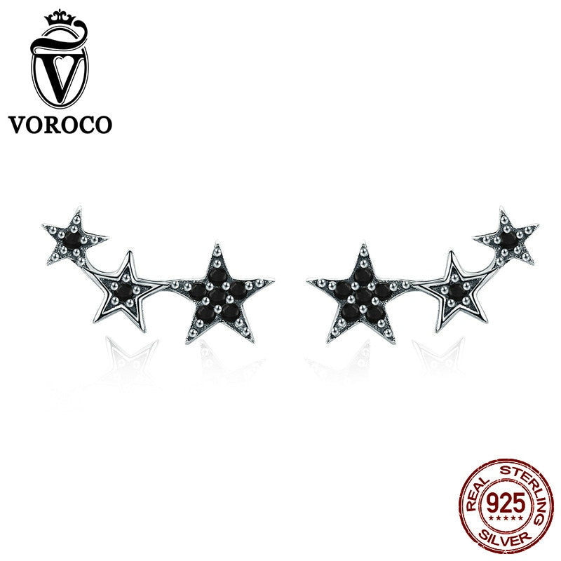 Fashion Stud Earrings For Women Boucle Glitter Stars 925 Sterling Silver Earring Pendientes Jewelry Party Gifts BKE291
