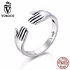 Genuine 925 Sterling Silver Double Layer Give Me A Hug Hand Open Finger Rings for Women S925 Luxury Fine Jewelry BKR136
