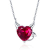 Genuine 925 Sterling Silver Sparkling Red Angle&Demon Lover Necklace Pendant Woman CZ Fine Jewelry Engagement Gift BKN293