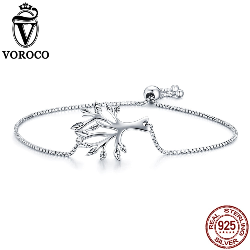 Genuine 925 Sterling Silver Tree Of Life Chain Link Silver Bracelet For Women Wedding Gift Fine Silver Jewelry VSB010