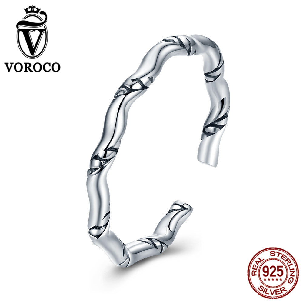 Genuine 925 Sterling Silver Twisting Stackable Finger Open Rings Free Size Adjustable Women Jewelry Accessories VSR138