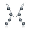 Genuine Sterling-silver-jewelry Dazzling Daisy Flowers Long Drop Earrings Unique Design Silver 925 for Women