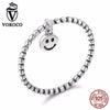 Hot Sale 100% 925 Sterling Silver Lovely Smile Face Dangle Finger Rings for Women Sterling Silver Jewelry Gift BKR147