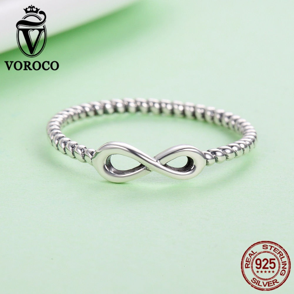 Hot Sale 100% 925 Sterling Silver Trendy Infinity Elegant Finger Rings for Women Wedding Engagement Jewelry Gift BKR094