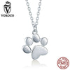 Hot Sell 2020 Fashion Real 925 Sterling Silver Pet Dog Footprints Cute Necklace Chain Woman Silver Pendant Jewelry BKN275