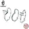Real 925 Sterling Silver Rings Geometric Glitter Jewelry CZ Ring Sets For Women Female Anniversary Party anillos BKR305
