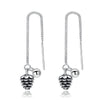 Retro Pinecone Long Drop Earrings for Women Sterling Silver 925 Pine Nuts Cute Fine Jewelry