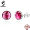 Round Stud Earrings For Woman Man Modern 925 Sterling Silver Earring Jewelry Girl Glitter Colorful Glass Brincos ZBBS520
