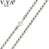 VYA Simple 925 Sterling Silver Ball Chains Necklaces 3mm Vintage Silver Beads Chain Necklace For Women Female Kids Jewelry