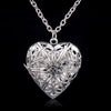 Valentine Lover Gift Hollow Out Water Drop Shell Photo Frames Can Open Locket Necklaces Silver Plated Heart Pendants Necklace