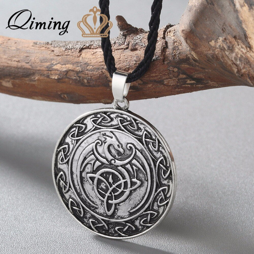 Valknut Viking Slavic Talisman Women's Necklace Knot Celtic Dragon Pendant Necklace Talisman Charm Vintage Men Jewelry