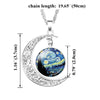 Van Gogh Half Moon Necklace Starry Night Pendant Vincent Van Gogh Art Handmade Jewelry