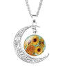 Van Gogh Half Moon Necklace Starry Night Pendant Vincent Van Gogh Art Handmade Jewelry