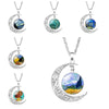 Van Gogh Half Moon Necklace Starry Night Pendant Vincent Van Gogh Art Handmade Jewelry