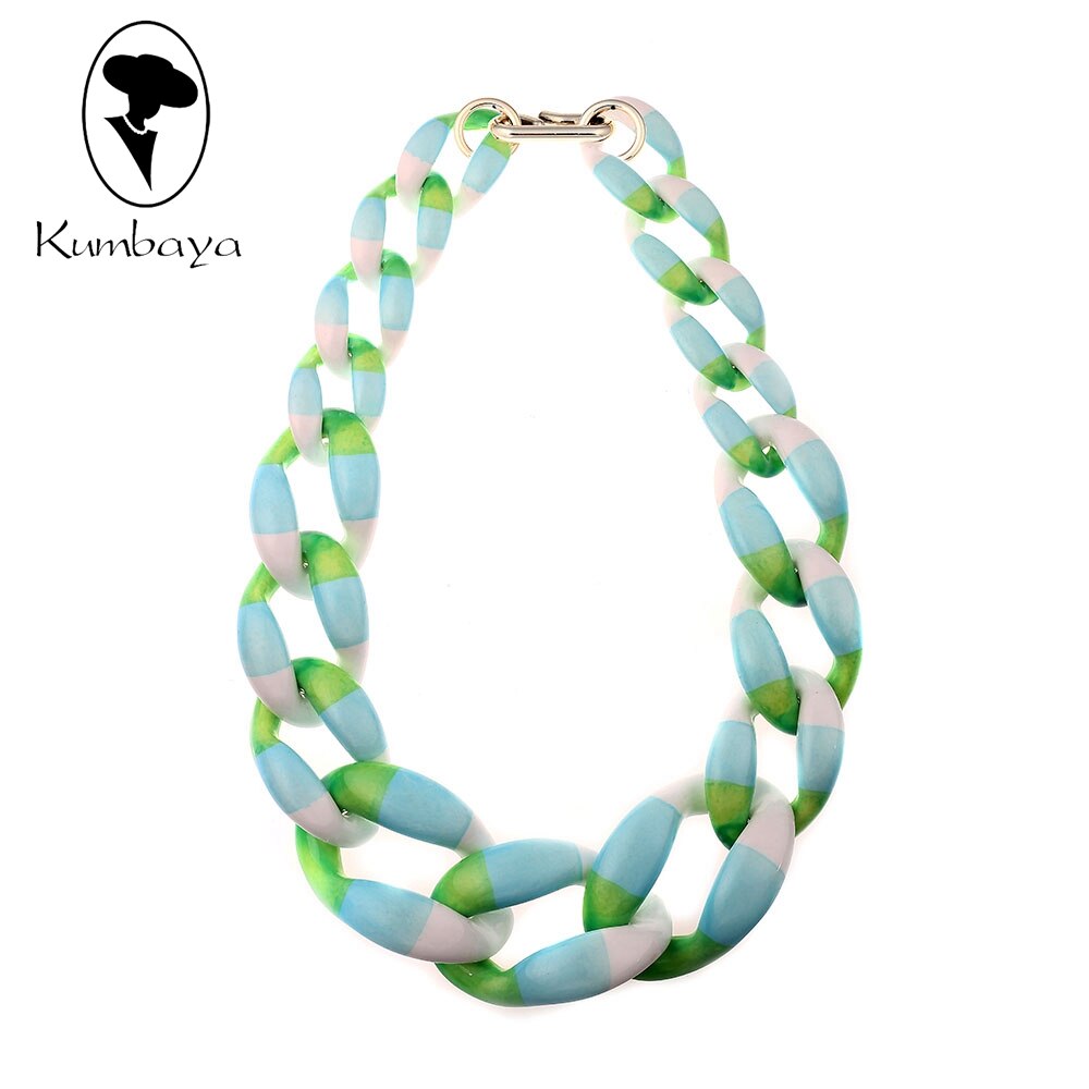Variegated Exaggeration Acrylic Necklace Various Colors Necklaces Neck Short Chain Women Ethnic Jewelry Collares Chokers N15828