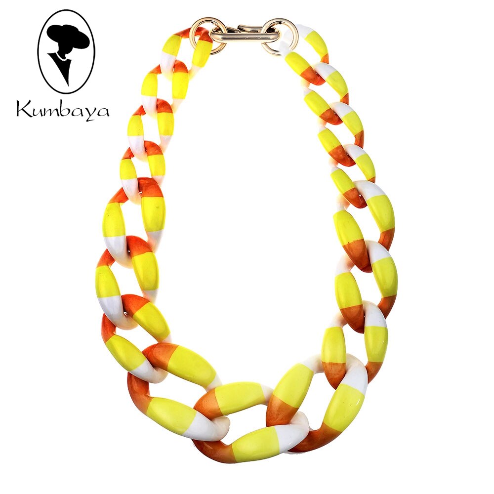 Variegated Exaggeration Acrylic Necklace Various Colors Necklaces Neck Short Chain Women Ethnic Jewelry Collares Chokers N15828