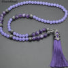 Various Bright Color Natural Stone Round Beads Tassel Pendant Long Beaded Chains Necklace Fashion Woman Jewelry