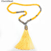 Various Bright Color Natural Stone Round Beads Tassel Pendant Long Beaded Chains Necklace Fashion Woman Jewelry