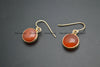 Various Natural Semi Precious Stone Flat Round Beads Hook Earrings Fashion Woman Jewelrys