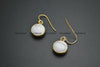 Various Natural Semi Precious Stone Flat Round Beads Hook Earrings Fashion Woman Jewelrys