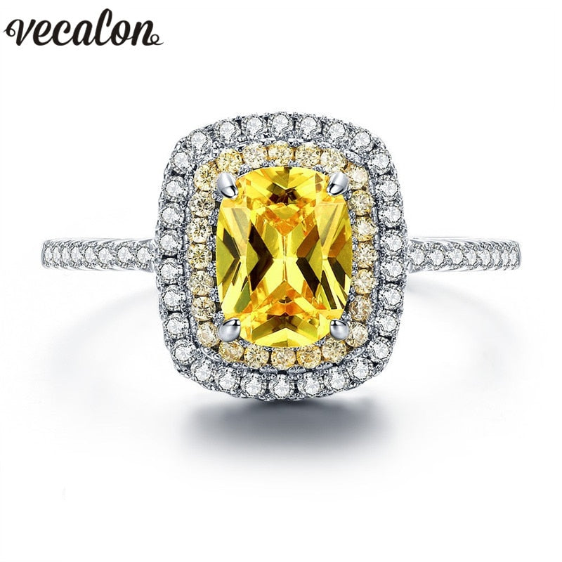 Brand Jewelry Engagement Band ring for women Cushion cut AAAAA Zircon Cz 925 silver Female Bridal wedding rings gift