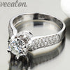 Luxury ring wedding Band ring for women 1.5ct 5A Zircon cz ring 925 Sterling Silver Female Engagement Finger ring