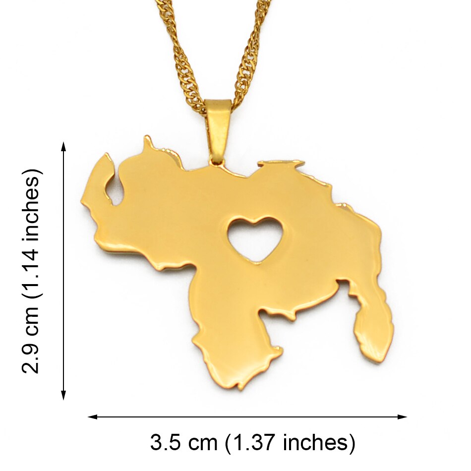 Venezuela Old Maps Gold Color Pendant Necklace for Women Girls Jewelry