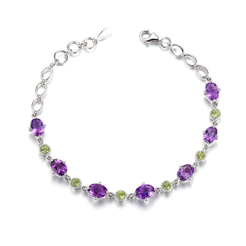 925 Sterling Silver Bracelet Peridot Pulseras Mujer Pearl Jewelry Bracelets for Women Amethyst Bracciali Turquoise Joyas