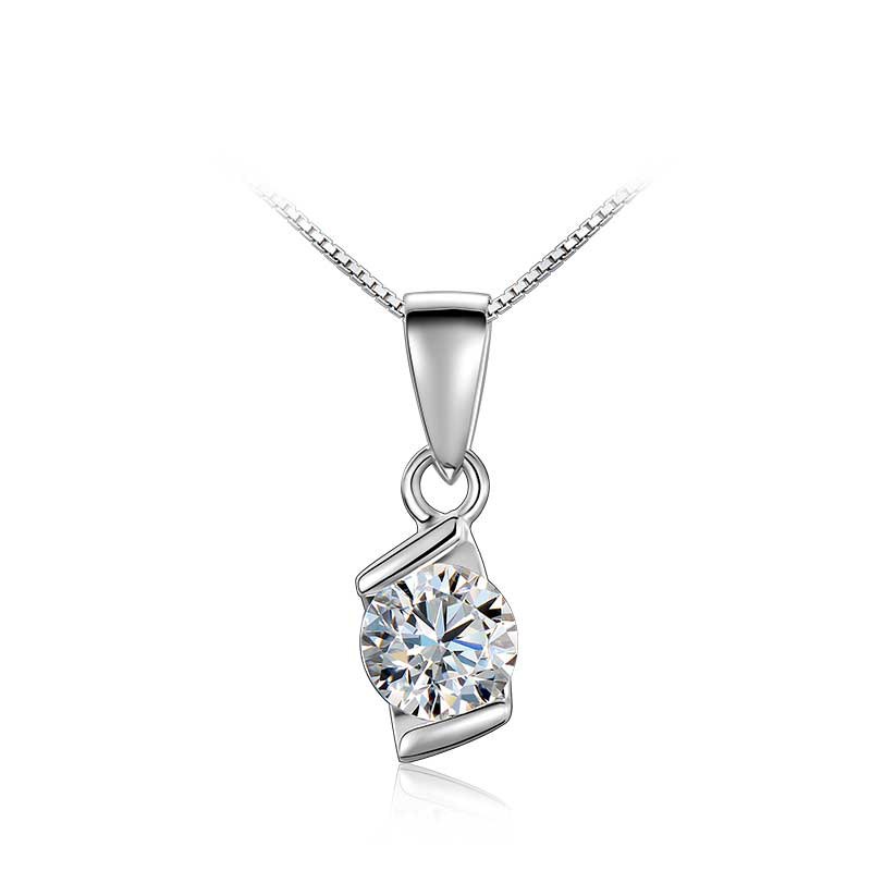 925 Sterling Silver Necklaces & Pendants Austrian Crystal Box Cube AAA Necklace For Women Jewelry