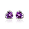 Natural Amethyst Plated Platinum Stud Earrings Sterling Silver 925 Jewelry for Women Heart Sterling-Silver-Jewelry