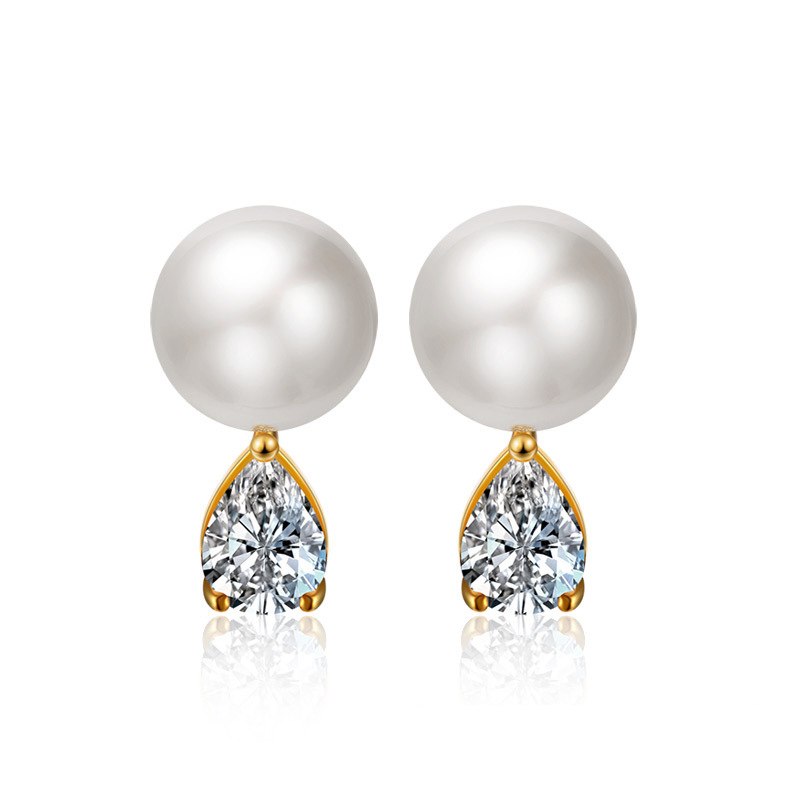 Natural Pearl Jewelry Sterling Silver Trendy Stud Earrings for Women Classic Sterling-Silver-Jewelry Oorbellen