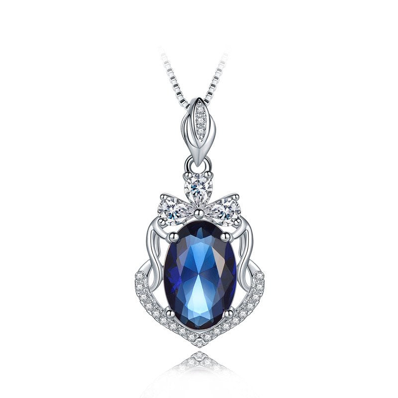 Sterling Silver 925 Jewelry Sapphire Necklaces & Pendants Necklace Women Bijoux Femme Sterling-Silver-Jewelry Pendant
