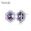 Water Drop Natural Amethyst Stud Earrings 925 Sterling Silver Flower Jewelry for Women Heart Sterling-Silver-Jewelry