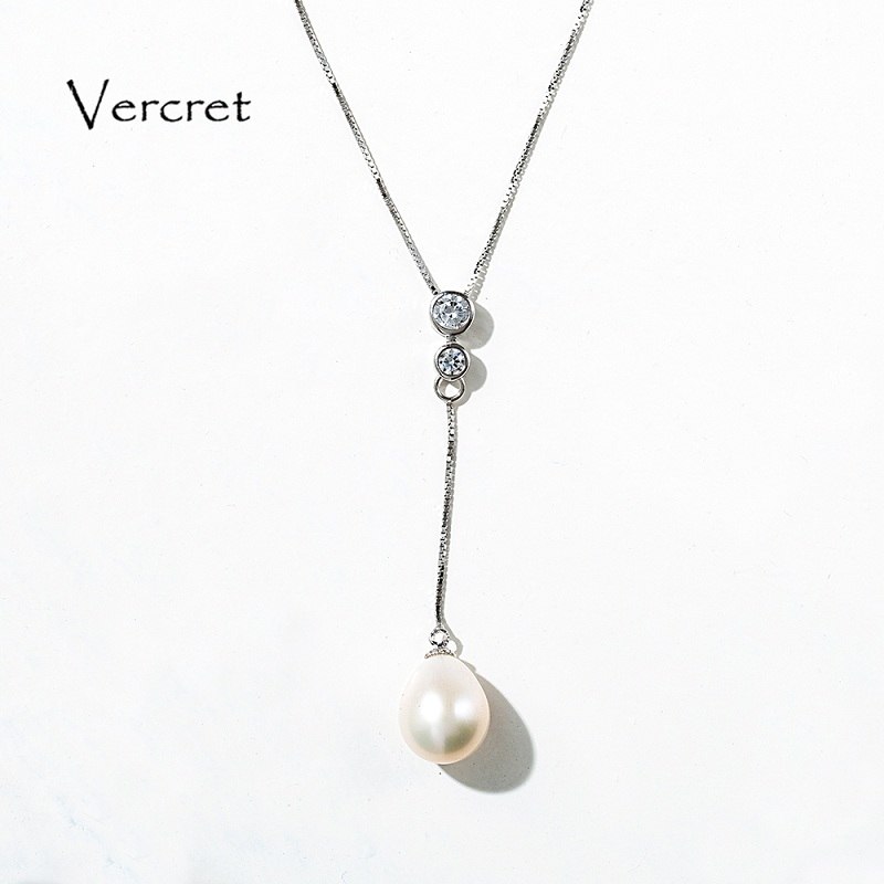 9-10mm white pearl tassels pendant necklace 925 sterling silver pearl jewelry rolo chain necklace 5A