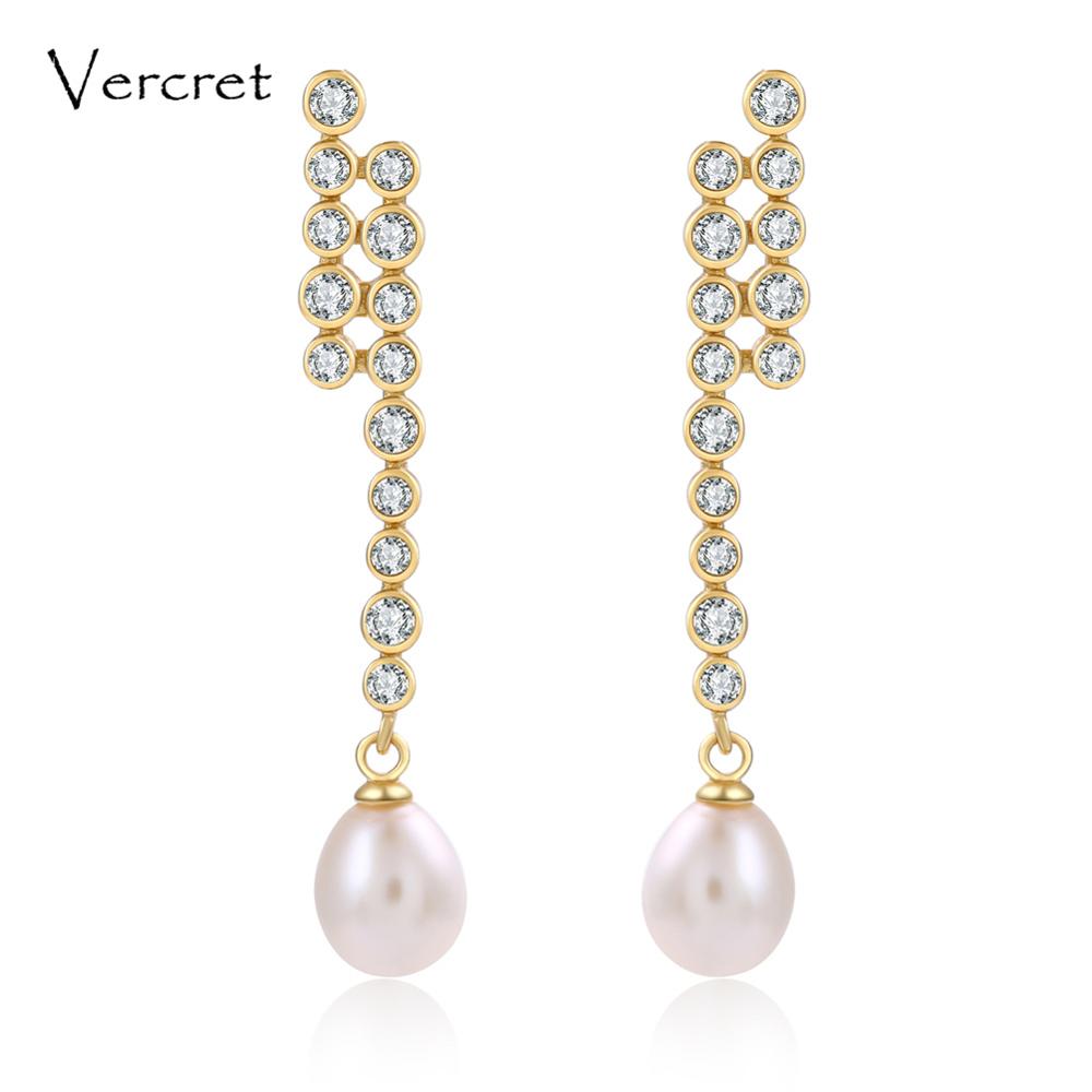 925 sterling silver earrings crystal linear pearl earrings jewelry for women