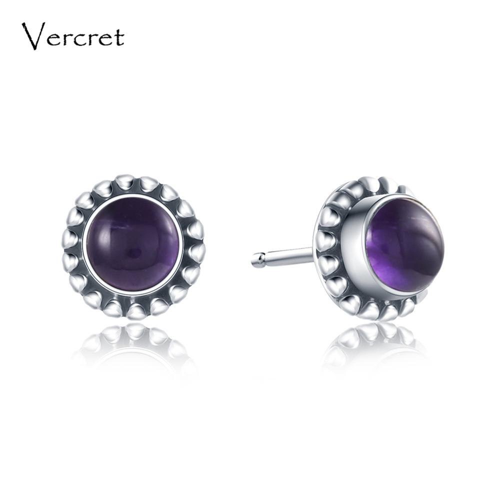 925 sterling silver natural stone post earrings moonstone pearl amethyst crystal earrings for women Valentine's jewelry
