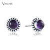 925 sterling silver natural stone post earrings moonstone pearl amethyst crystal earrings for women Valentine's jewelry