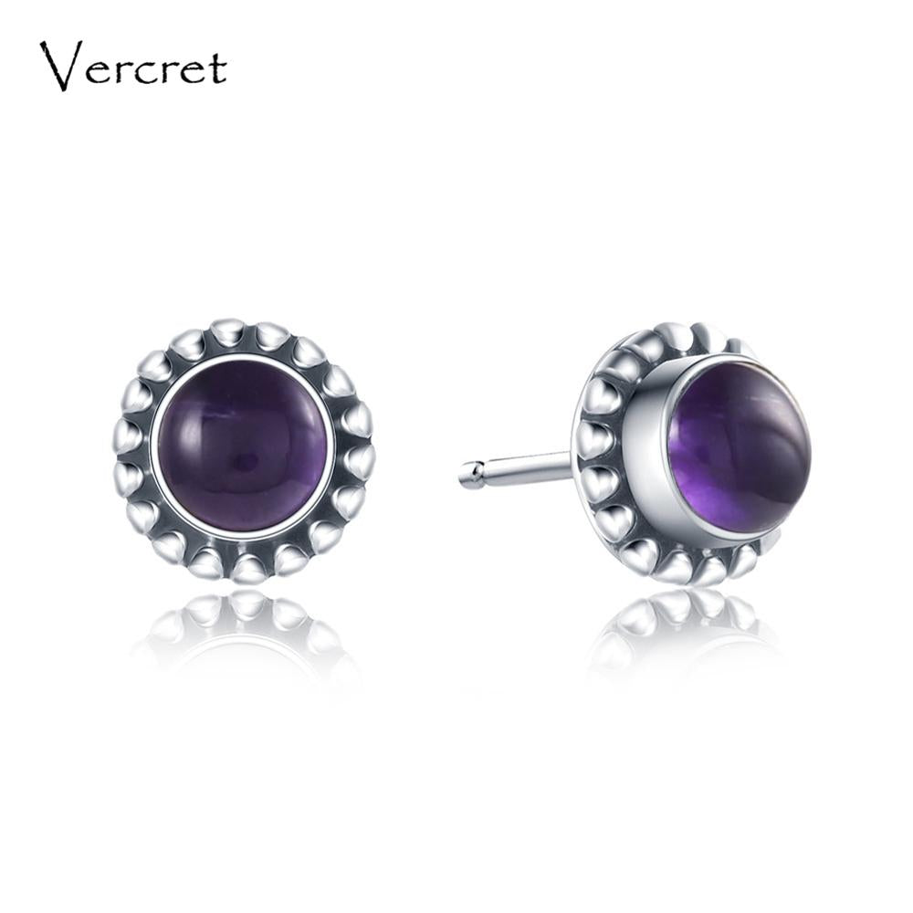 925 sterling silver natural stone post earrings moonstone pearl amethyst crystal earrings for women Valentine's jewelry