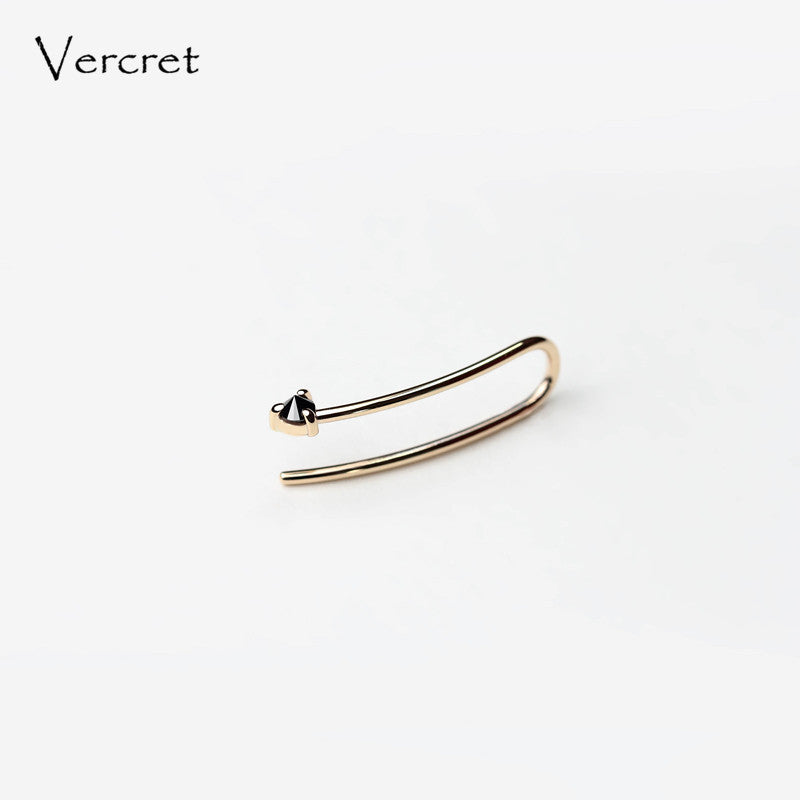 Modern Minimalist Earrings 925 Sterling Silver Earrings Ear Crawlers, Ear Climbers Gold Ear Pins for Women