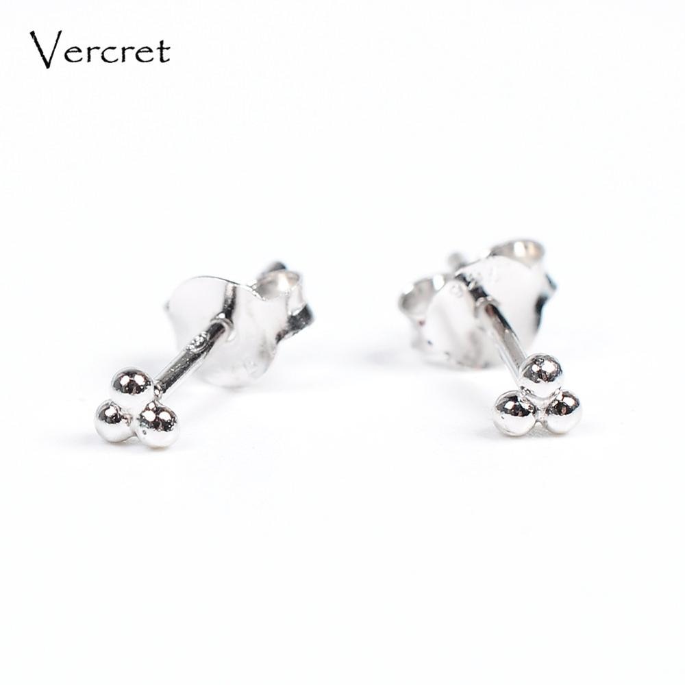 Sterling Silver Small Ball Stud Earrings For Women Tiny Cartilage Earring Stud 4mm