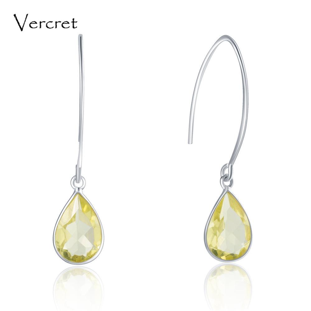 delicate Lemon Quartz drop dangle earrings 925 sterling silver jewelry for women party wedding gift