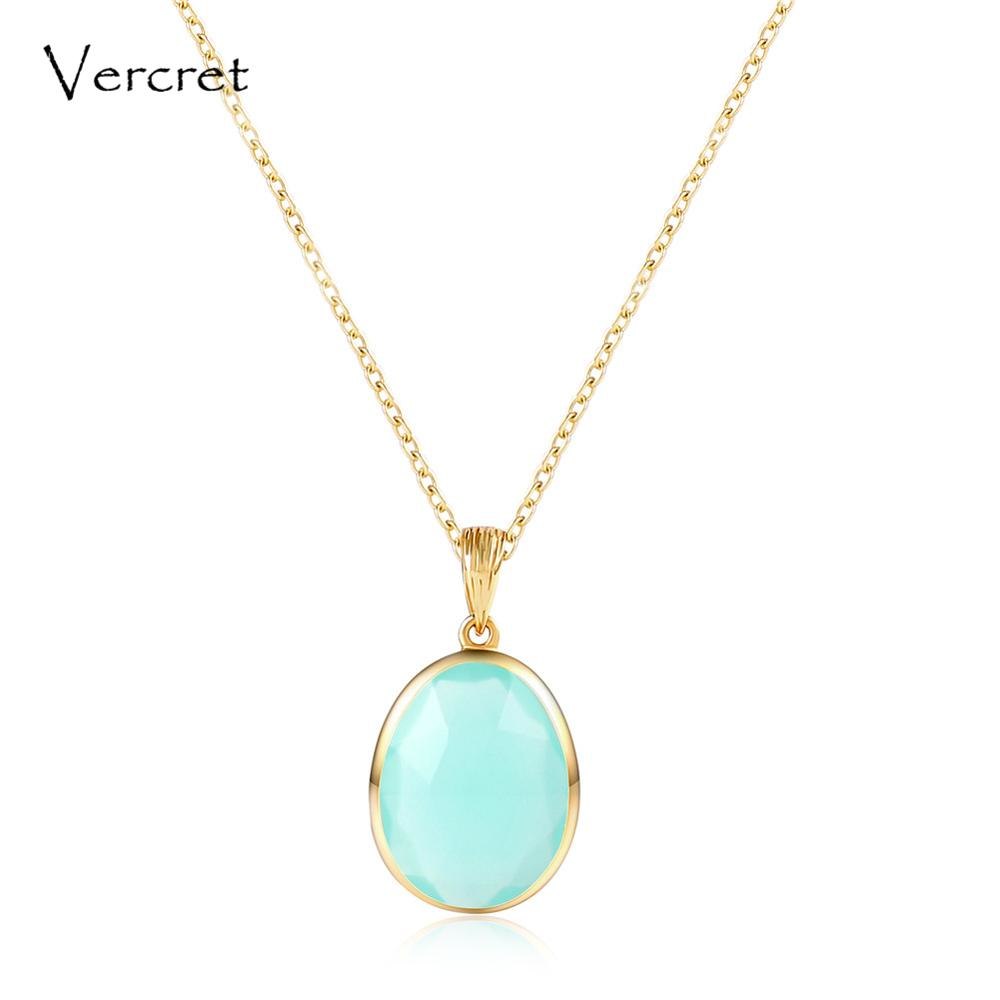 delicate aqua calci pendant necklace with 925 sterling silver chain necklace women's jewelry gifts sp