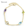 elegant Amethyst Citrine Peridot Blue Crystal bracelet 18k gold 925 silver bracelets for women jewelry gift